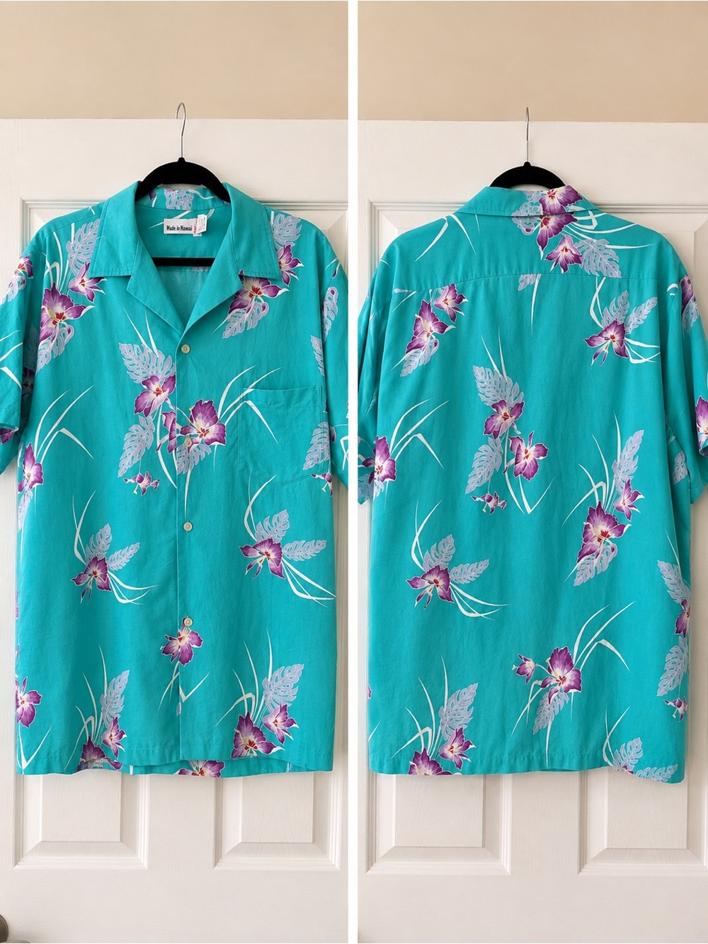 Teal Floral Short-Sleeve Camp Shirt